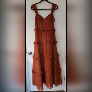 Revelry Terracotta Sloane Ruffle Dress